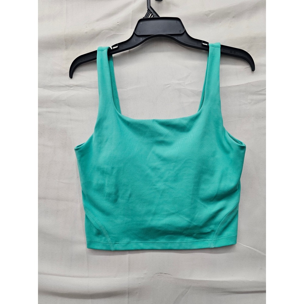 All in Motion Womens Square Neck Crop Tank Green Polyester Blend Size Medium
